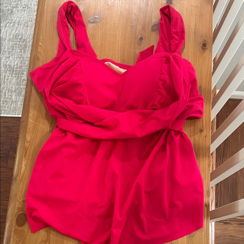 Vibrant Red swim top
